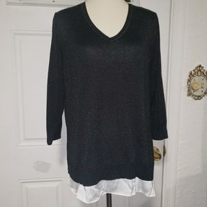 Calvin Klein Blouse 3/4 sleeves Black White